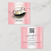 Beruflich Makeup Lash Shop QR Code Pink Gold Quadratische Visitenkarte (Vorne/Hinten)