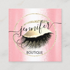 Beruflich Makeup Lash Shop QR Code Pink Gold Quadratische Visitenkarte
