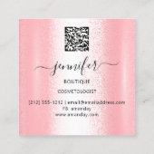 Beruflich Makeup Lash Shop QR Code Pink Gold Quadratische Visitenkarte (Rückseite)