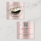 Beruflich Makeup Lash Shop QR Code Silver Gold Quadratische Visitenkarte (Vorne/Hinten)