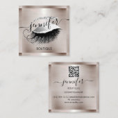 Beruflich Makeup Lash Shop QR Code Silver Smoky Quadratische Visitenkarte (Vorne/Hinten)