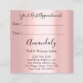 Beruflich Makeup Nagelmanicure Pink Tropfen Lashes Quadratische Visitenkarte (Rückseite)