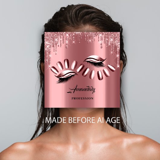 Beruflich Makeup Nagelmaniküre Rose Quadratische Visitenkarte