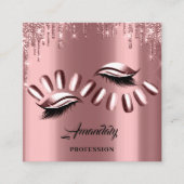 Beruflich Makeup Nagelmaniküre Rose Quadratische Visitenkarte (Vorderseite)