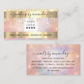 Beruflich Makeup Nail Logo Rose Gold Tropfen Visitenkarte (Vorne/Hinten)