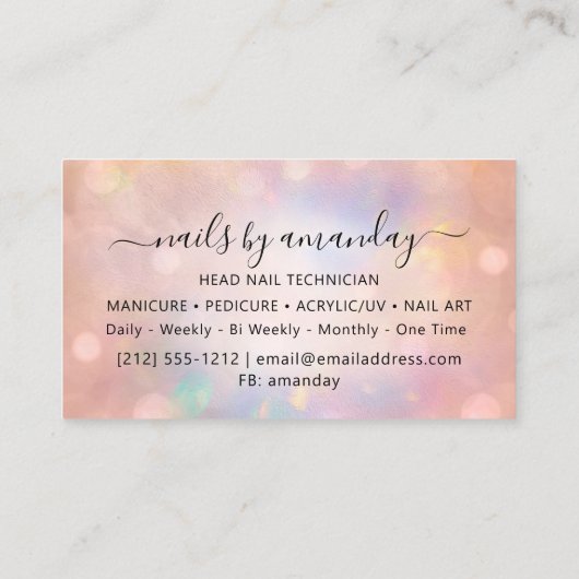 Beruflich Makeup Nail Logo Rose Gold Tropfen Visitenkarte (Rückseite)