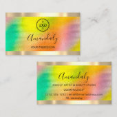 Beruflich Makeup Nails Lash Gold Holograph Logo Visitenkarte (Vorne/Hinten)