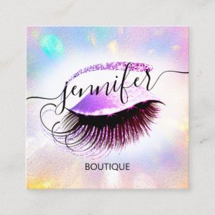 Beruflich Makeup QR Code Holografisches Rosa Quadratische Visitenkarte
