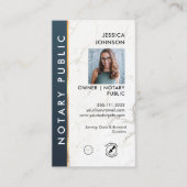 Beruflich Marble Blue & Gold Notary Foto QR Visitenkarte (Vorderseite)
