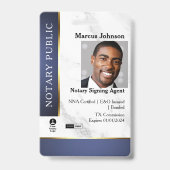 Beruflich Marble Blue Gold Notary Public ID Ausweis (Vorderseite)