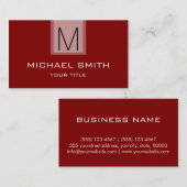 Beruflich Maroon Solid Color Monogram Visitenkarte (Vorne/Hinten)