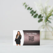 Beruflich Marsala Ombre Glitzer Custom Foto QR Visitenkarte (Stehend Vorderseite)