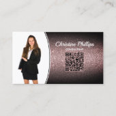 Beruflich Marsala Ombre Glitzer Custom Foto QR Visitenkarte (Vorderseite)