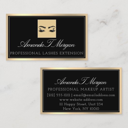 Beruflich Microblading Eyelash Brows Black Visitenkarte (Vorne/Hinten)