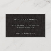 Beruflich-Minimal-BLACK-Leinen- MONOGRAMM Visitenkarte (Rückseite)