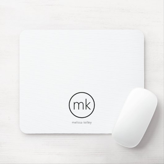 Beruflich-Minimal-Monogramm-Anfangsweiß Mousepad (Mit Mouse)