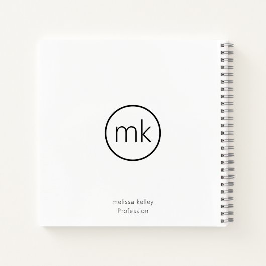 Beruflich-Minimal-Monogramm-Anfangsweiß Notizblock (Rückseite)