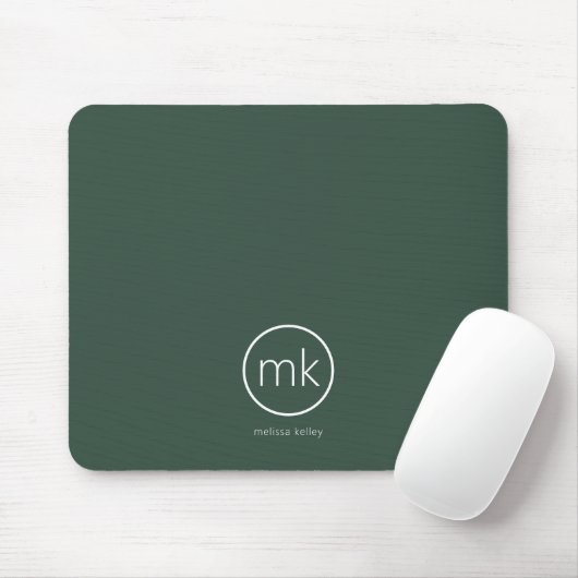 Beruflich-Minimal-Monogramm-Erstwaldgrün Mousepad (Mit Mouse)