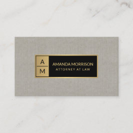 Beruflich-Minimal-Monogramm-Gold/Tan-Linen Visitenkarte