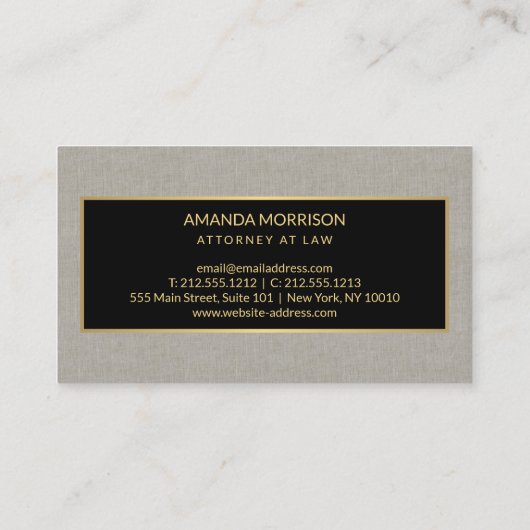 Beruflich-Minimal-Monogramm-Gold/Tan-Linen Visitenkarte (Rückseite)