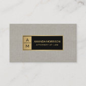 Beruflich-Minimal-Monogramm-Gold/Tan-Linen Visitenkarte (Vorderseite)