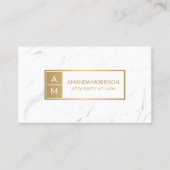 Beruflich-Minimal-Monogramm-Gold/Weißmarmor Visitenkarte (Vorderseite)