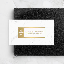 Beruflich-Minimal-Monogramm-Gold/Weißmarmor Visitenkarte