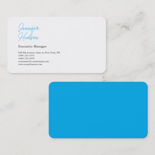 Beruflich-minimalistisch-blaue Kalligraphie Visitenkarte (Vorne/Hinten)