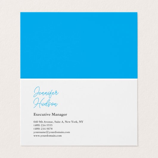 Beruflich-minimalistisch-blaue Kalligraphie Visitenkarten (Außenseite Aufgefaltet)