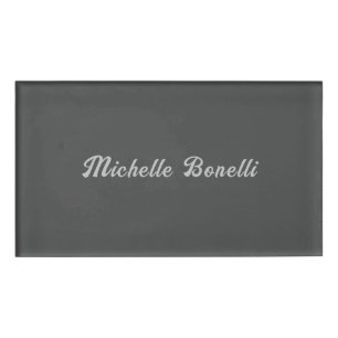 Beruflich Minimalistisch Grau Moderne Kalligraphie Namenschild
