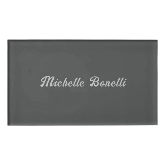 Beruflich Minimalistisch Grau Moderne Kalligraphie Namenschild (Vorderseite)