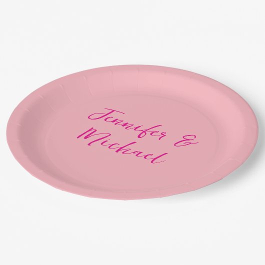 Beruflich-minimalistisch-hellrosa Kalligraphie Pappteller (Schrägansicht)