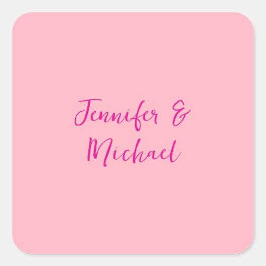 Beruflich-minimalistisch-hellrosa Kalligraphie Quadratischer Aufkleber (Vorderseite)