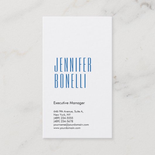 Beruflich-minimalistisch-modern-blau Visitenkarte (Vorderseite)