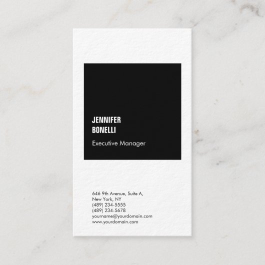 Beruflich-minimalistisch-modern, dick Schwarz-weiß Visitenkarte (Vorderseite)