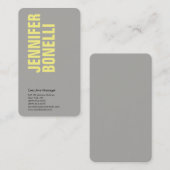 Beruflich-minimalistisch-modern fett-grau-gelb visitenkarte (Vorne/Hinten)