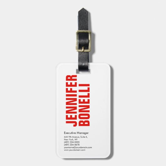 Beruflich-minimalistisch-modern-fett-weiß Gepäckanhänger (Vorderseite vertikal)