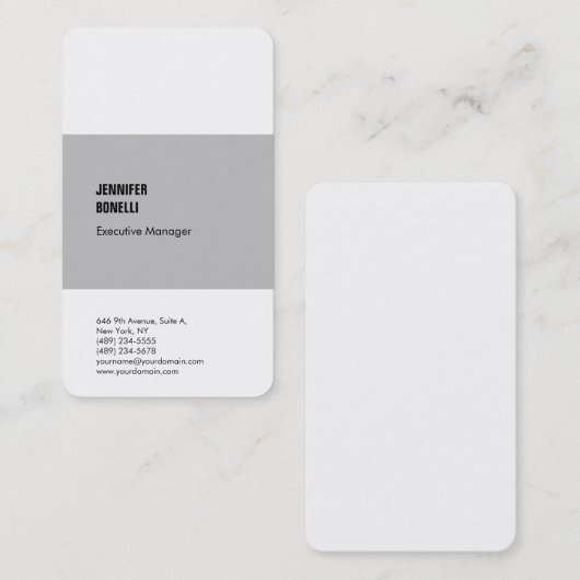 Beruflich-minimalistisch-modern-grau Visitenkarte (Vorne/Hinten)