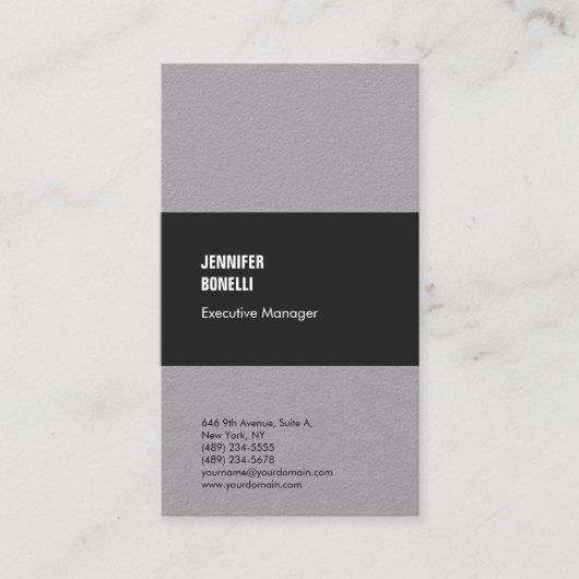 Beruflich minimalistisch moderne grau schlicht visitenkarte (Vorderseite)