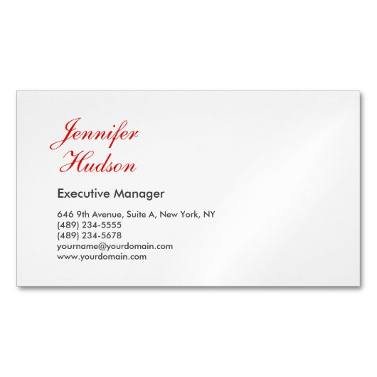 Beruflich-minimalistisch-moderne rote Kalligraphie Magnetische Visitenkarte (Vorderseite)