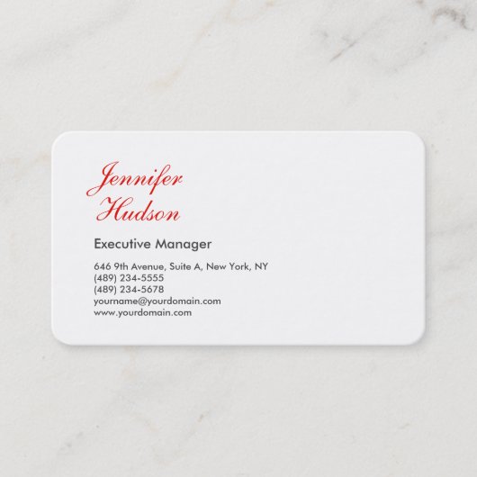 Beruflich-minimalistisch-moderne rote Kalligraphie Visitenkarte (Vorderseite)