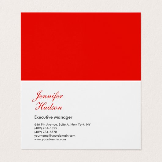 Beruflich-minimalistisch-moderne rote Kalligraphie Visitenkarten (Außenseite Aufgefaltet)