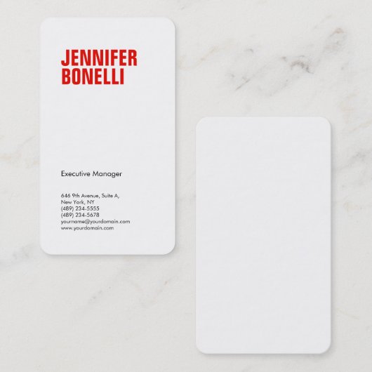 Beruflich-minimalistisch-moderner, fettroter Text Visitenkarte (Vorne/Hinten)