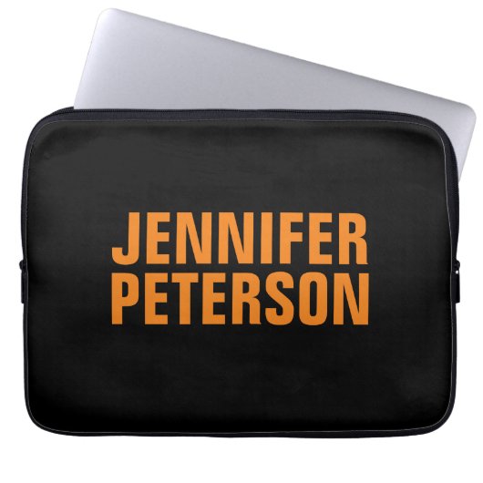 Beruflich-minimalistisch-moderner Orangenschwarz Laptopschutzhülle (Vorderseite)