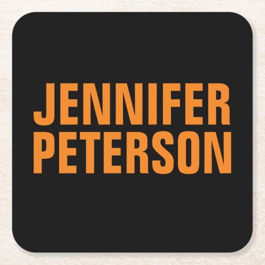 Beruflich-minimalistisch-moderner Orangenschwarz Rechteckiger Pappuntersetzer (Vorderseite)