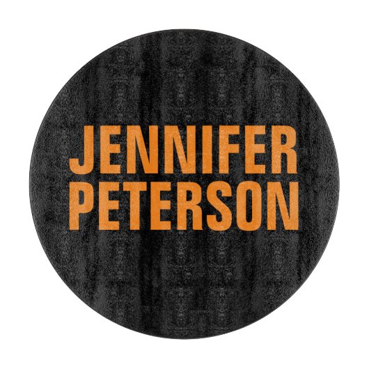 Beruflich-minimalistisch-moderner Orangenschwarz Schneidebrett (Vorderseite)