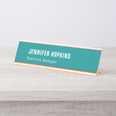 Beruflich-minimalistisch-modernes Blau Schreibtischnamensplakette (Vorderseite )