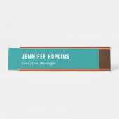 Beruflich-minimalistisch-modernes Blau Schreibtischnamensplakette (Vorderseite )