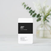 Beruflich minimalistisch modernes Schwarz-weißes s Visitenkarte (Stehend Vorderseite)