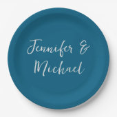 Beruflich-minimalistisch-ozeanblau-kalligraphisch Pappteller (Vorderseite)